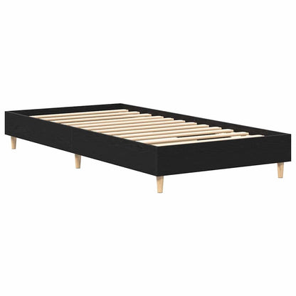Bed Frame Black Oak 193 x 78 x 25 cm Engineered Wood