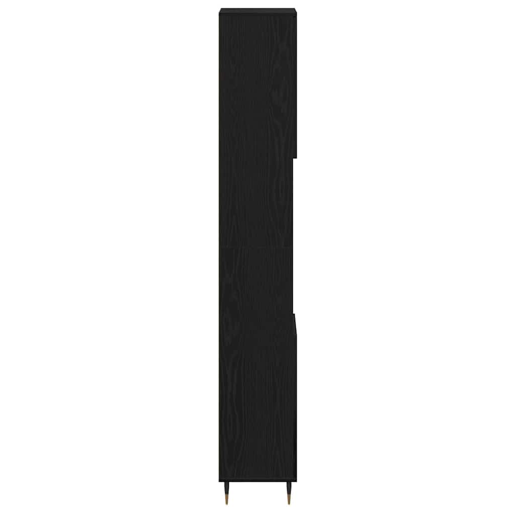Bathroom Cabinet Black Oak 30 x 30 x 190 cm Engineered Wood
