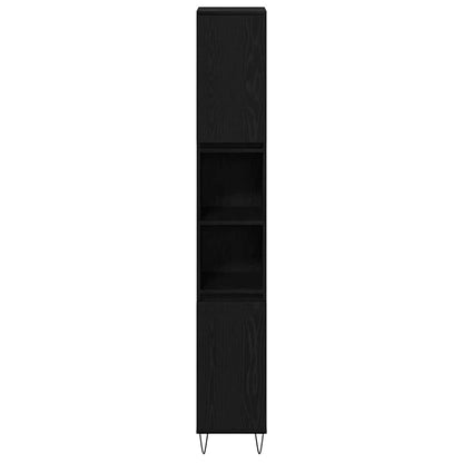 Bathroom Cabinet Black Oak 30 x 30 x 190 cm Engineered Wood