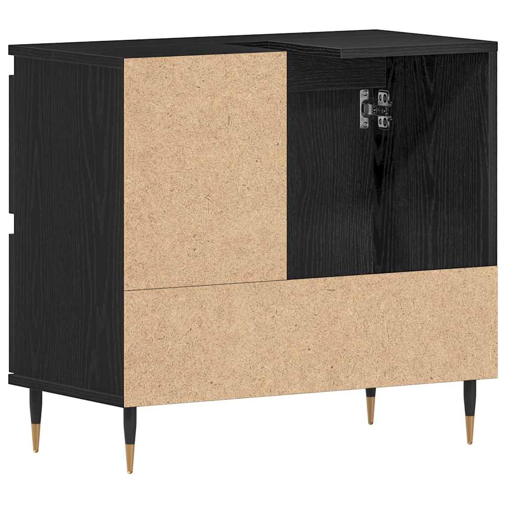 Bathroom Cabinet Black Oak 65 x 33 x 60 cm Engineered Wood