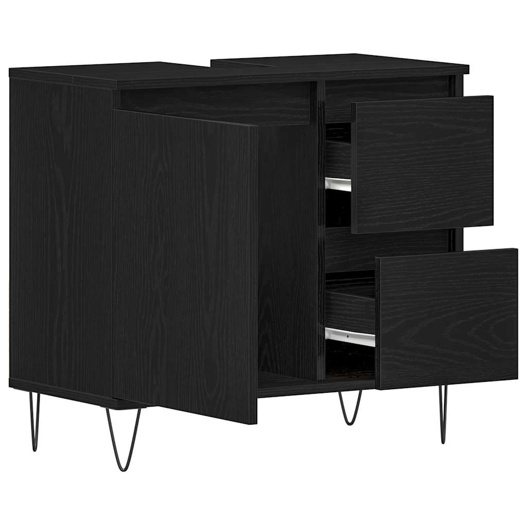 Bathroom Sink Cabinet Black Oak 65 x 33 x 60 cm Engineered Wood
