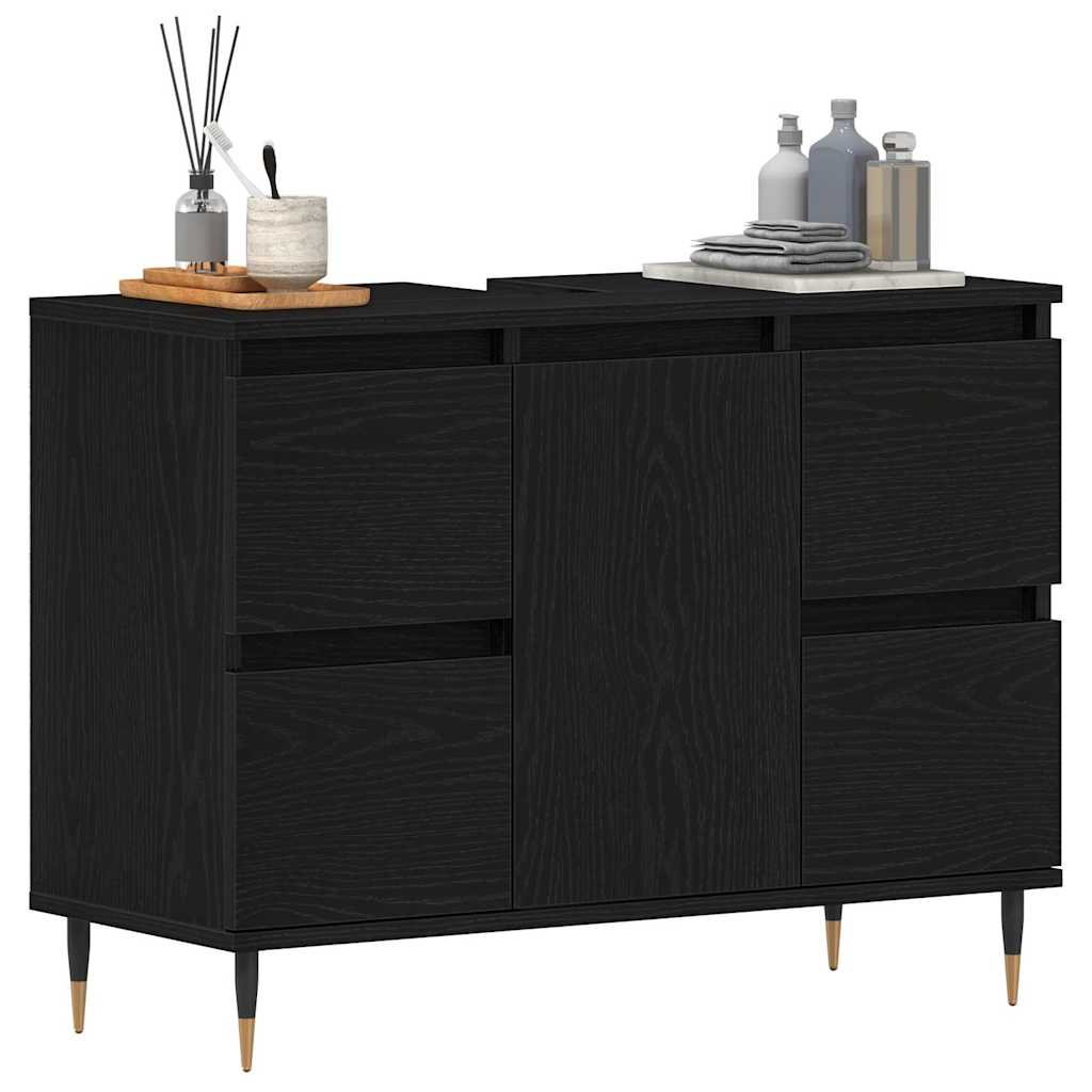Bathroom Sink Cabinet Black Oak 80 x 33 x 60 cm Engineered Wood