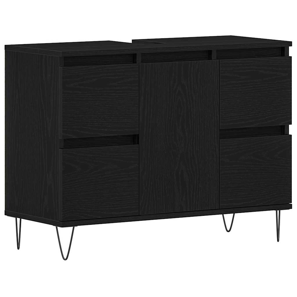 Bathroom Sink Cabinet Black Oak 80 x 33 x 60 cm Engineered Wood