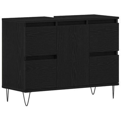 Bathroom Sink Cabinet Black Oak 80 x 33 x 60 cm Engineered Wood