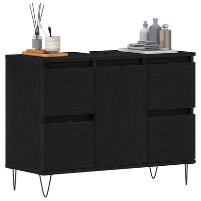 Bathroom Sink Cabinet Black Oak 80 x 33 x 60 cm Engineered Wood