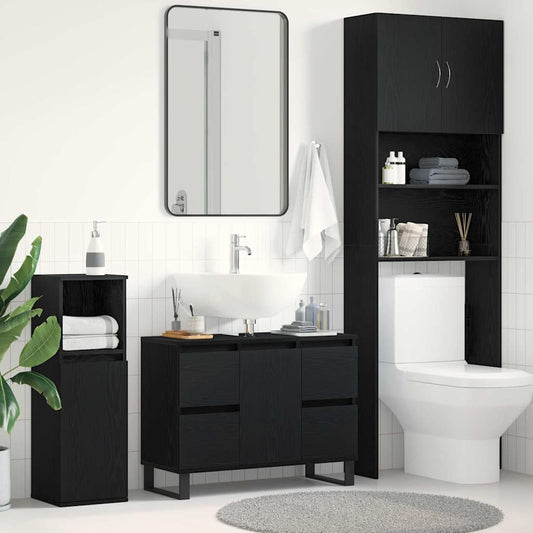Bathroom Cabinet Black oak 80 x 33 x 60 cm Engineered Wood