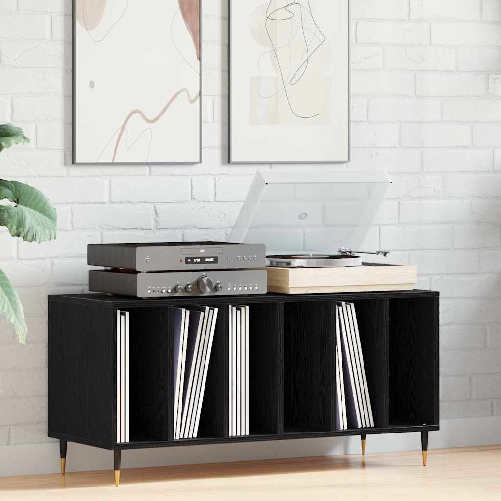 Record Cabinet Black Oak 100 x 38 x 48 cm Engineered Wood