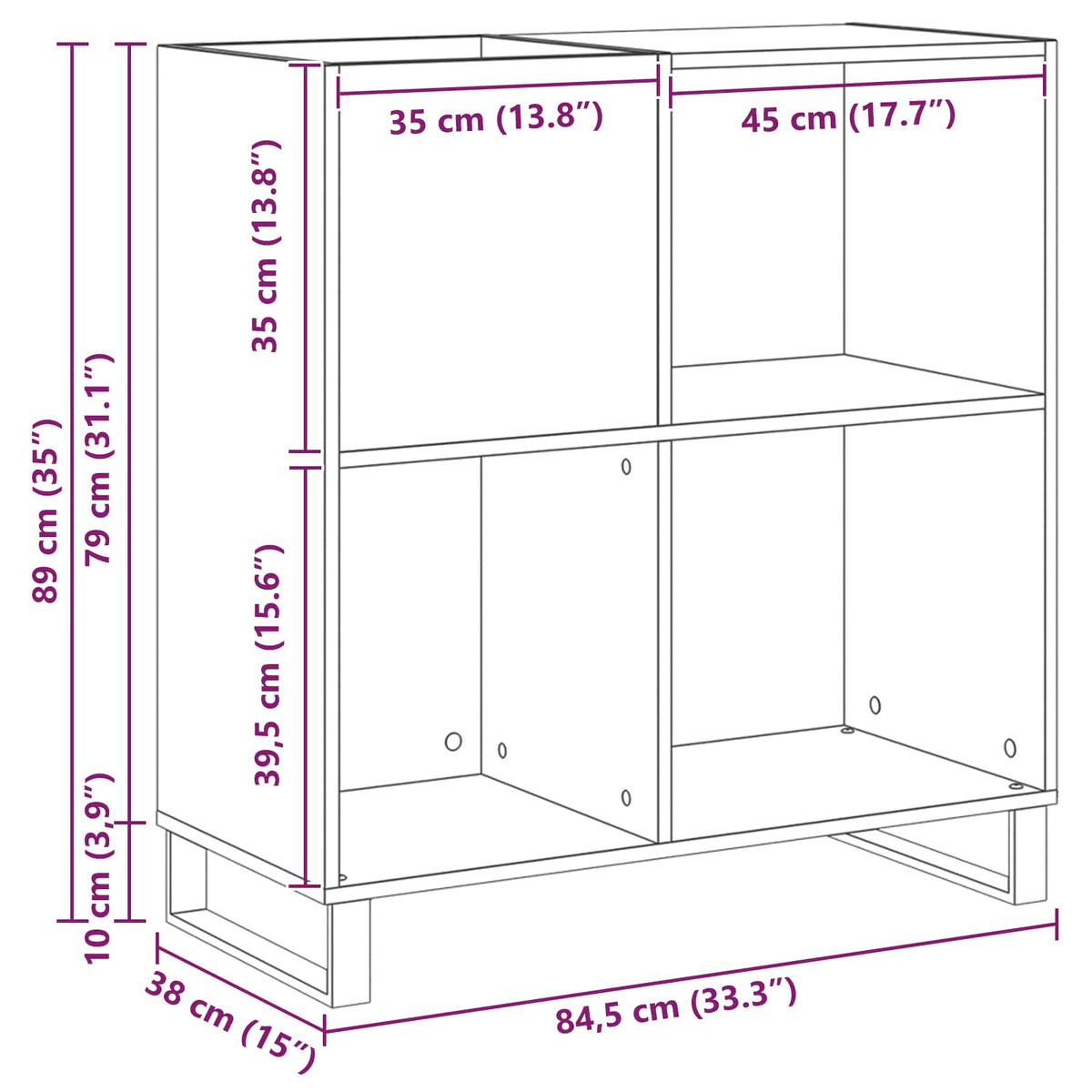 Record Cabinet Artisan oak 84.5 x 38 x 89 cm Engineered Wood