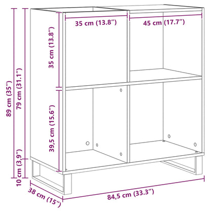 Record Cabinet Black Oak 85 x 38 x 89 cm Engineered Wood