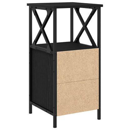 Bedside Cabinet with Drawer 2 pcs Black Oak 34 x 35.5 x 70 cm