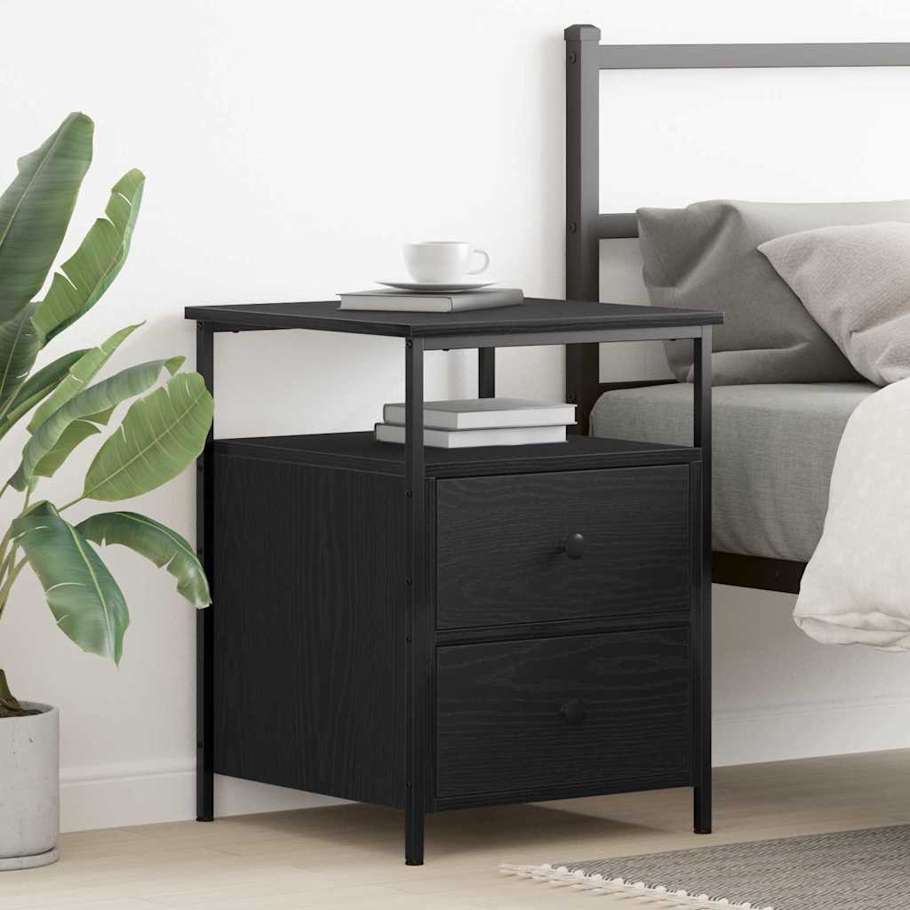 Bedside Cabinet Black Oak 34 x 35.5 x 50 cm Engineered Wood