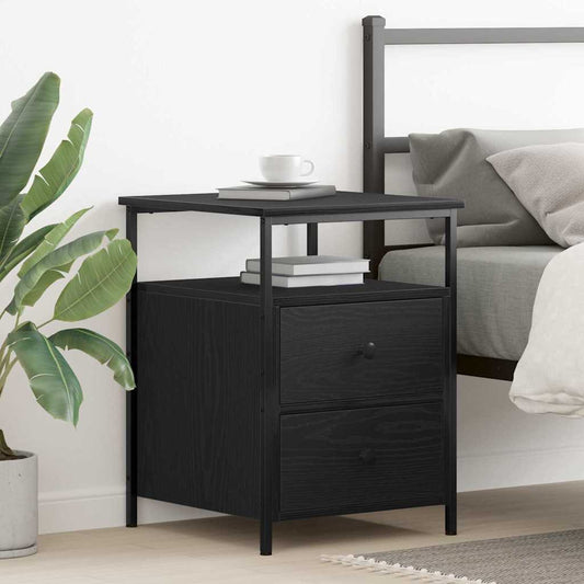 Bedside Cabinet Black Oak 34 x 35.5 x 50 cm Engineered Wood