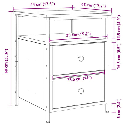 Bedside Cabinet with Drawer 2 pcs Black Oak 34 x 35.5 x 50 cm
