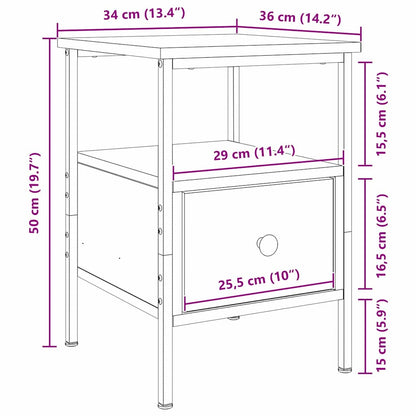 Bedside Cabinet Black Oak 34 x 36 x 50 cm Engineered Wood