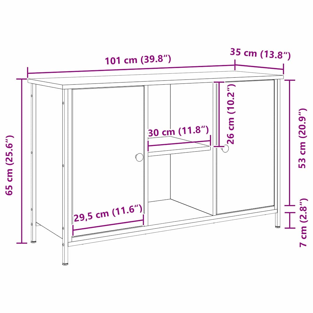 TV Cabinet Set Black Oak 101 x 35 x 65 cm Engineered Wood