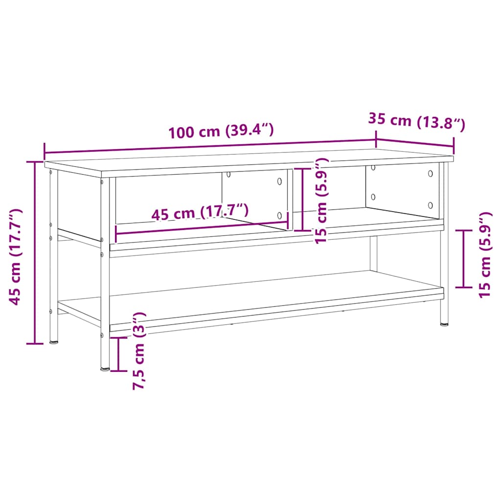 TV Cabinet Set Old Wood 100 x 35 x 45 cm Engineered Wood