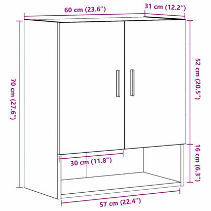 Wall-mounted Cabinet Black Oak 60 x 31 x 70 cm Engineered Wood