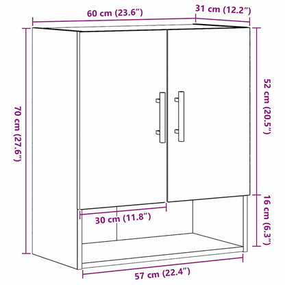 Wall-mounted Cabinet Black Oak 60 x 31 x 70 cm Engineered Wood