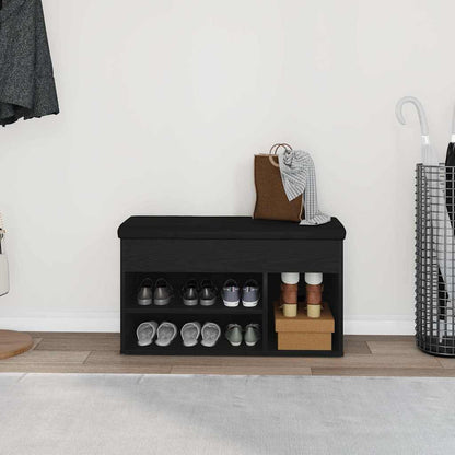 Shoe Bench with Shelf Black 80 x 30 x 45 cm Engineered wood