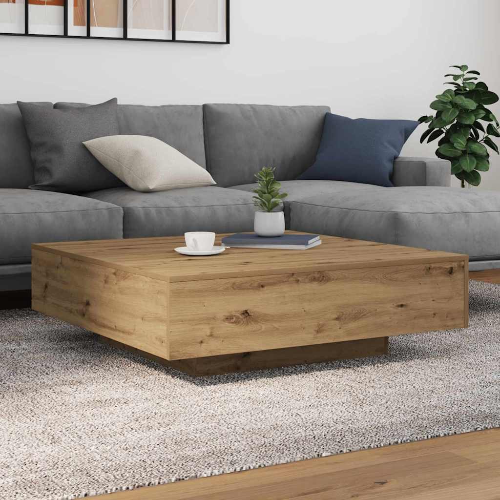 Coffee Table with LED Strip Lights Artisan Oak Engineered Wood