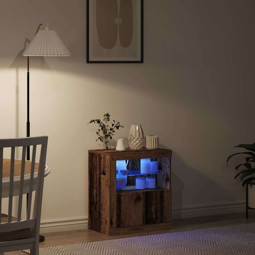 LED Sideboard Brown 60.5 x 37 x 67 cm Engineered Wood