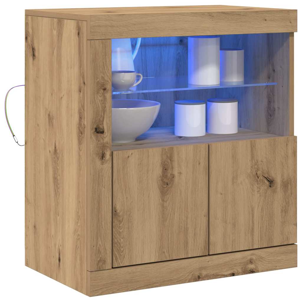 LED Sideboard Brown 60.5 x 37 x 67 cm Engineered Wood