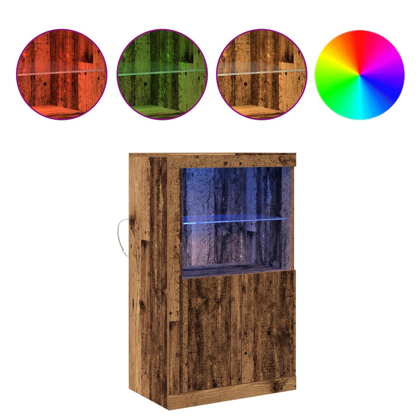 LED Sideboard Old Wood 60.5 x 37 x 100 cm Engineered Wood