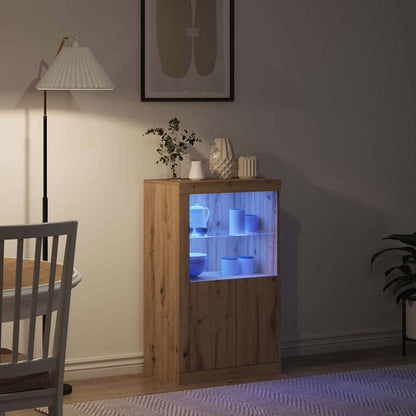 LED Sideboard 60.5 x 37 x 100 cm Engineered Wood Artisan Oak
