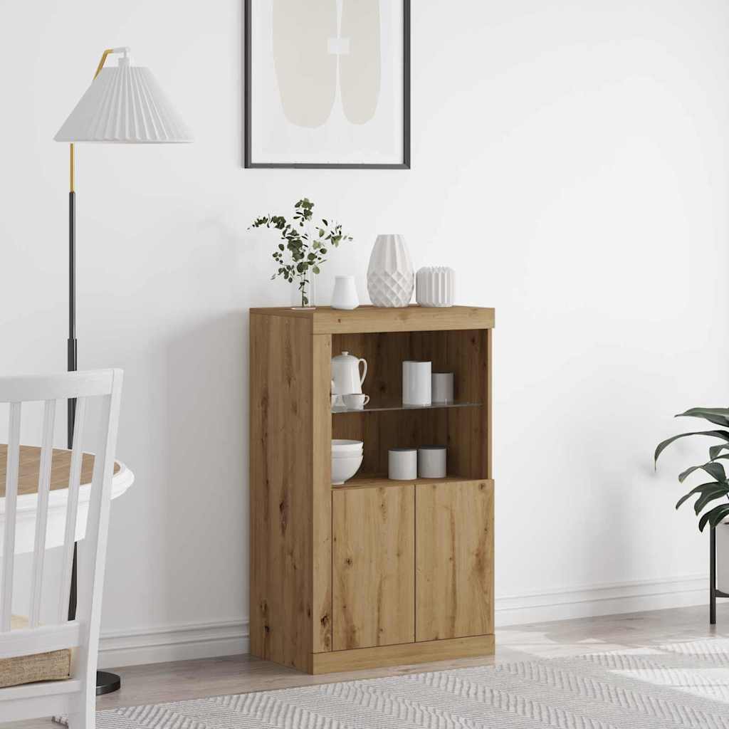 LED Sideboard 60.5 x 37 x 100 cm Engineered Wood Artisan Oak