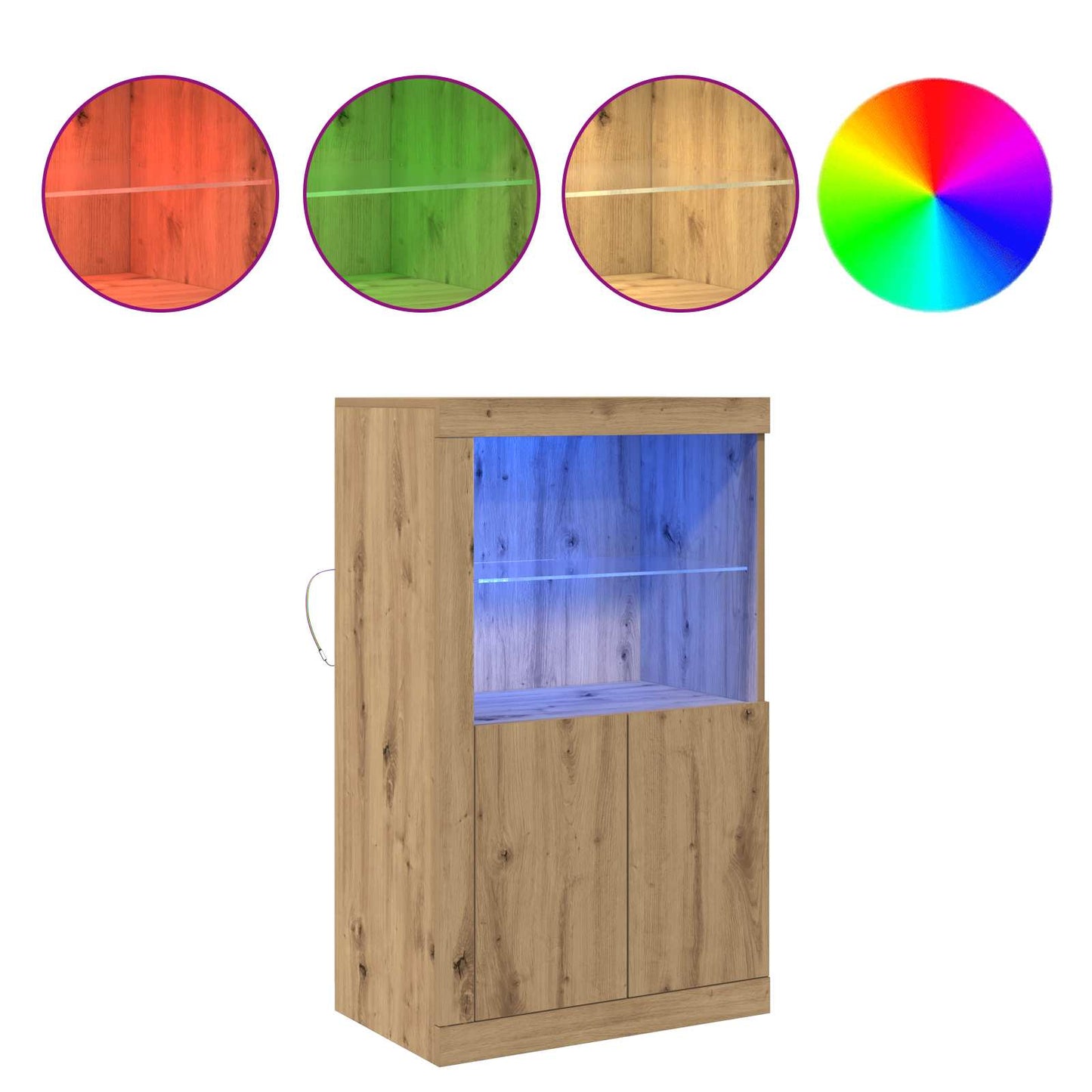 LED Sideboard 60.5 x 37 x 100 cm Engineered Wood Artisan Oak