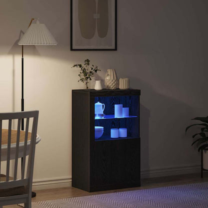 LED Sideboard Black Oak 60.5 x 37 x 100 cm Engineered Wood