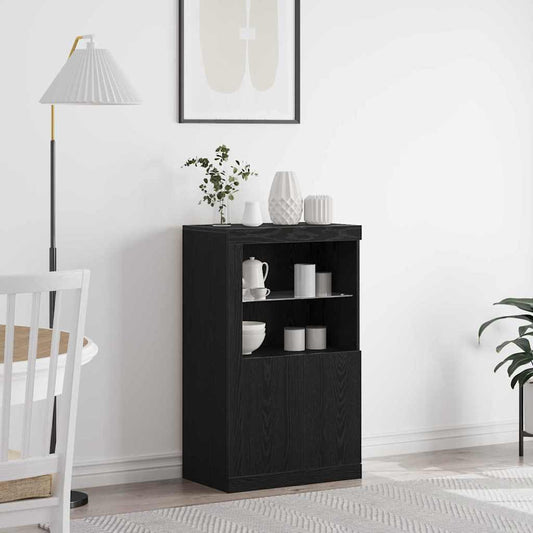 LED Sideboard 60.5 x 37 x 100 cm Engineered Wood Black Oak