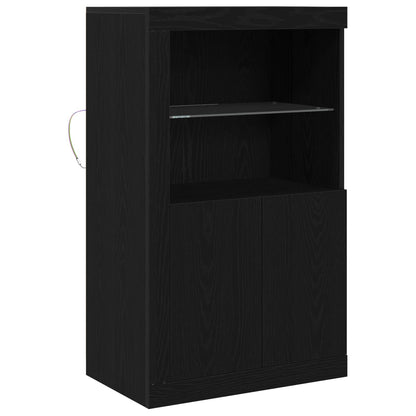 LED Sideboard Black Oak 60.5 x 37 x 100 cm Engineered Wood