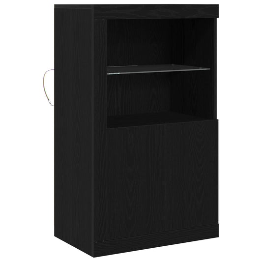 LED Sideboard 60.5 x 37 x 100 cm Engineered Wood Black Oak