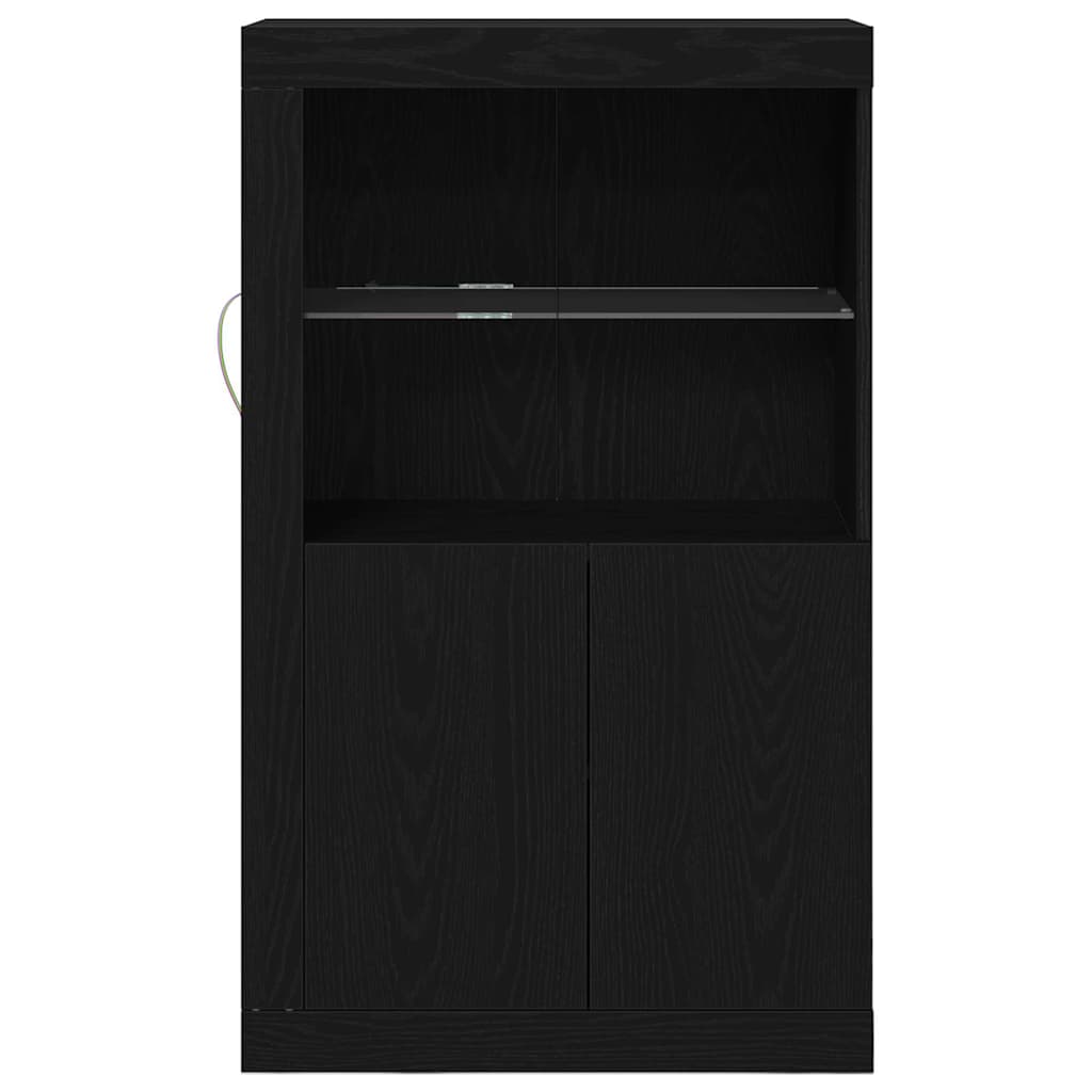LED Sideboard Black Oak 60.5 x 37 x 100 cm Engineered Wood