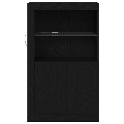 LED Sideboard Black Oak 60.5 x 37 x 100 cm Engineered Wood