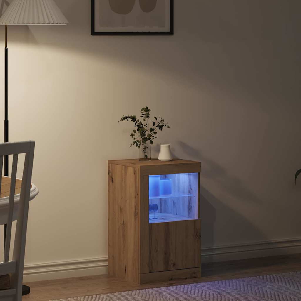 LED Sideboard 41 x 37 x 67 cm Engineered Wood Artisan Oak
