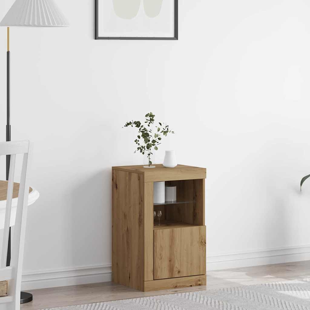 LED Sideboard 41 x 37 x 67 cm Engineered Wood Artisan Oak