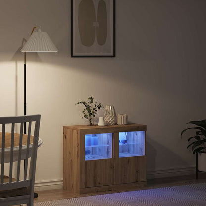 LED Sideboard 2 pcs 41 x 37 x 67 cm Engineered Wood Artisan Oak