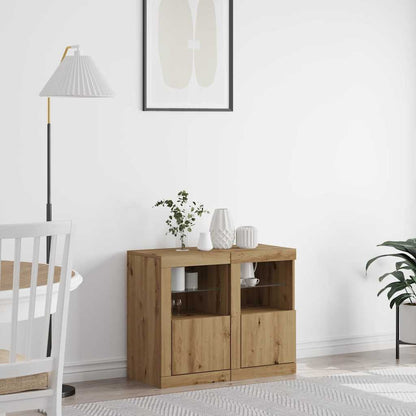 LED Sideboard 2 pcs 41 x 37 x 67 cm Engineered Wood Artisan Oak