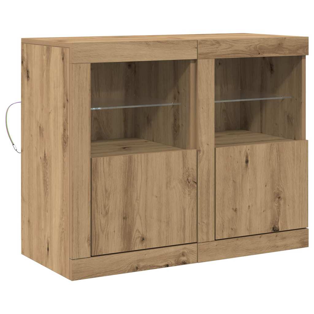 LED Sideboard 2 pcs 41 x 37 x 67 cm Engineered Wood Artisan Oak