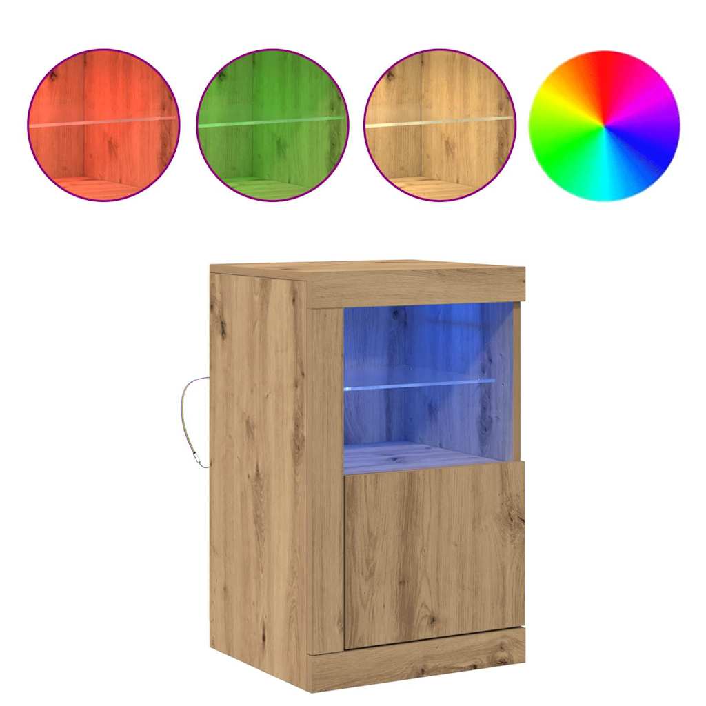 LED Sideboard 2 pcs 41 x 37 x 67 cm Engineered Wood Artisan Oak