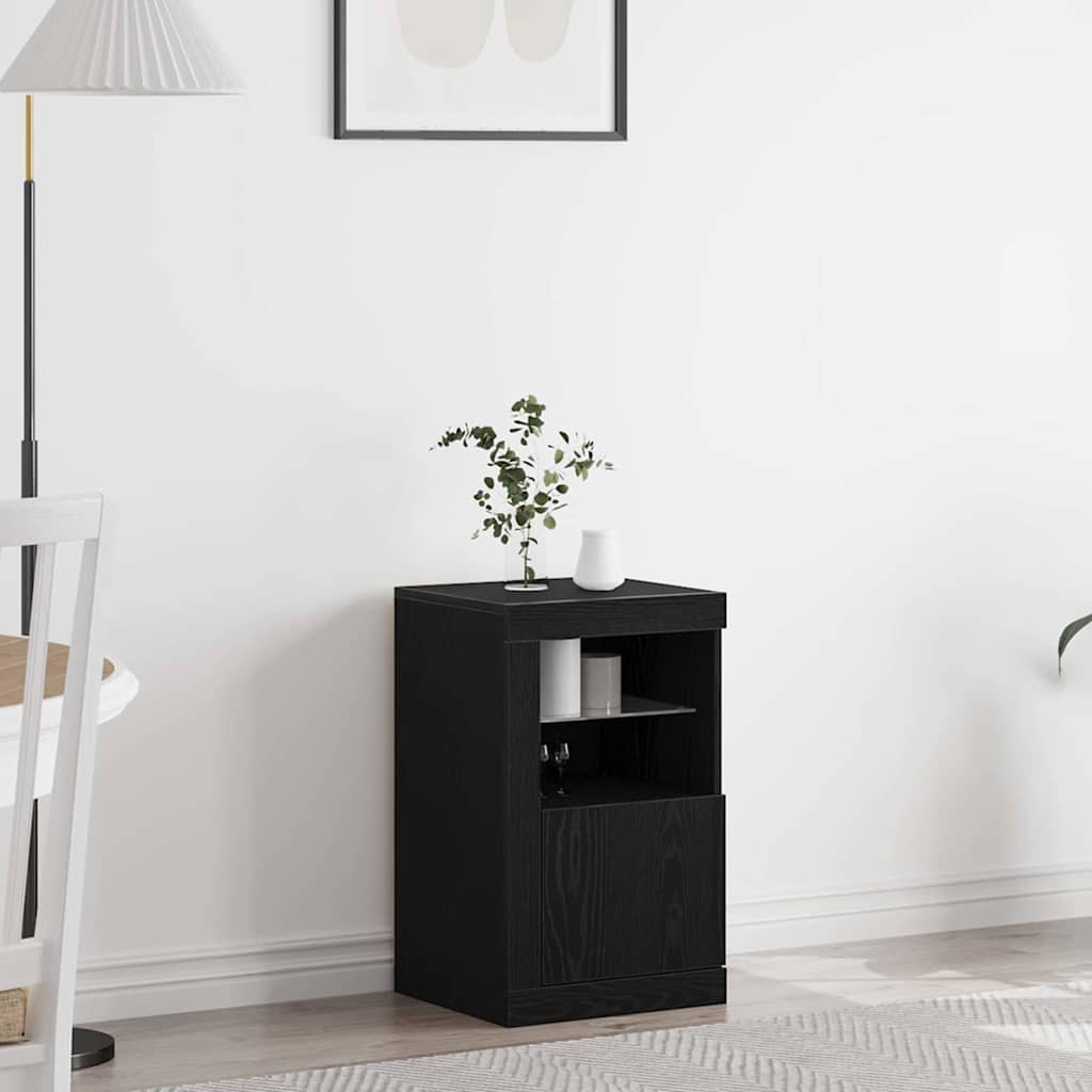 LED Sideboard Black Oak 41 x 37 x 67 cm Engineered Wood