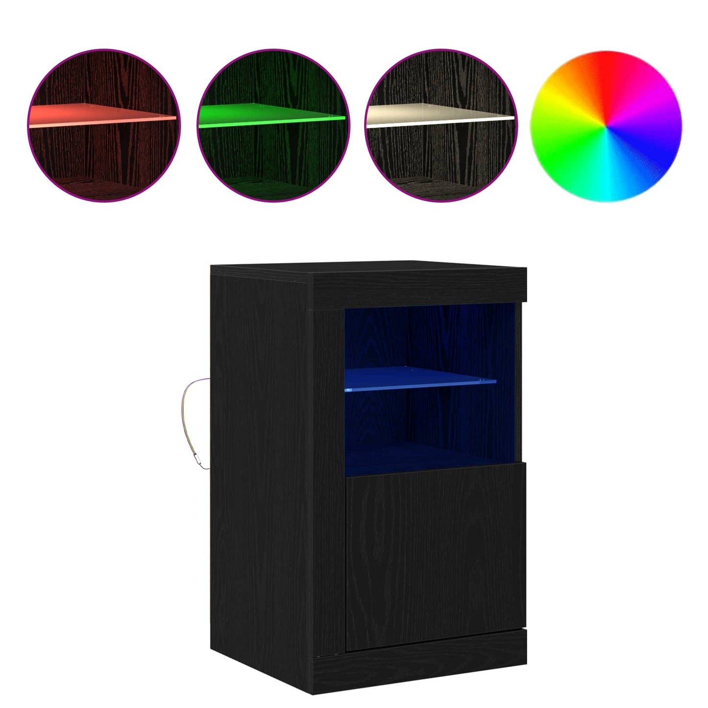 LED Sideboard Black Oak 41 x 37 x 67 cm Engineered Wood
