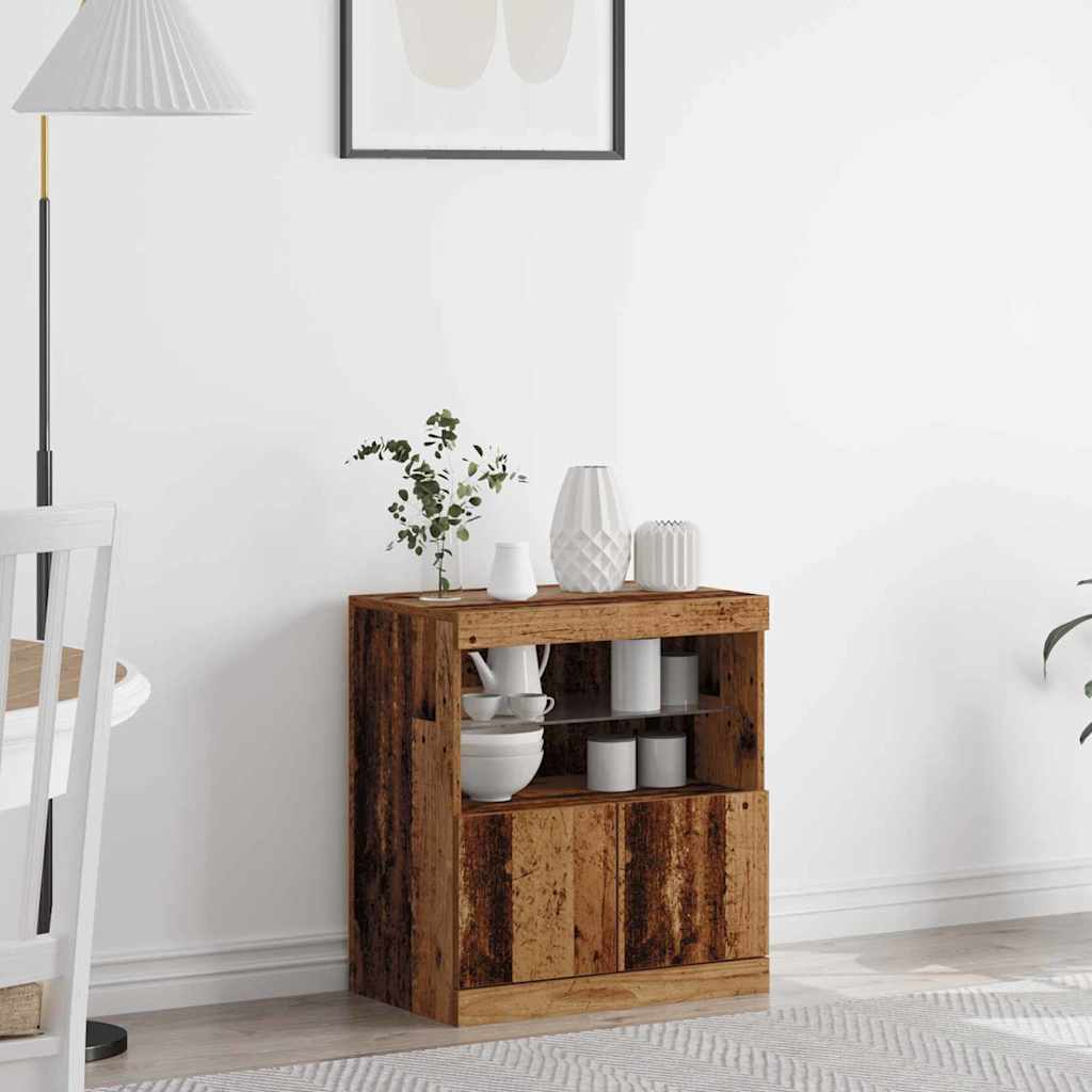 LED Sideboard Brown 60.5 x 37 x 67 cm Engineered Wood