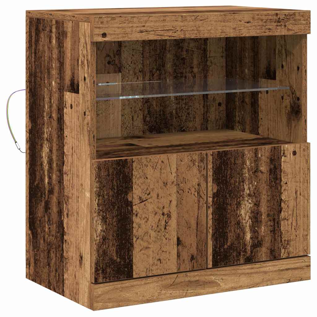 LED Sideboard Brown 60.5 x 37 x 67 cm Engineered Wood