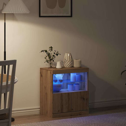 LED Sideboard Brown 60.5 x 37 x 67 cm Engineered Wood