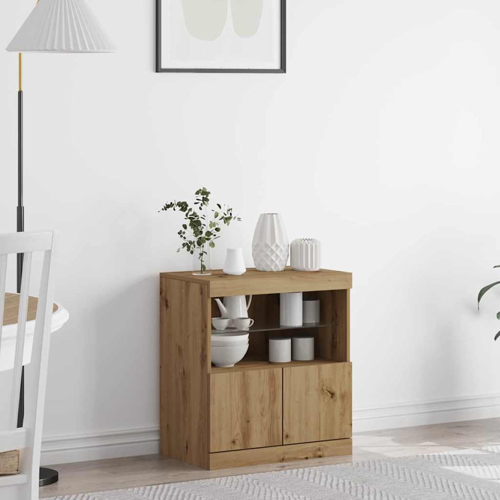 LED Sideboard Brown 60.5 x 37 x 67 cm Engineered Wood