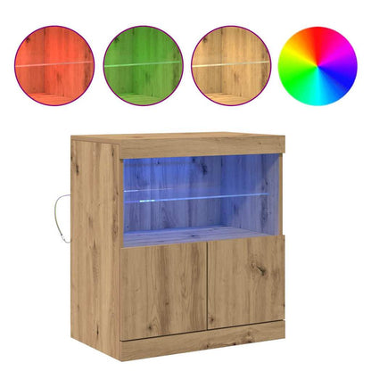 LED Sideboard Brown 60.5 x 37 x 67 cm Engineered Wood
