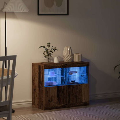 LED Sideboard Brown 81 x 37 x 66.5 cm Engineered Wood